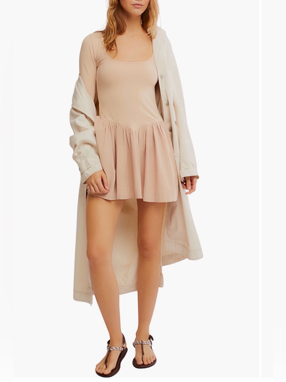 Free People Blush Long-Sleeve Scoop Mini Dress - Picture 6 of 7